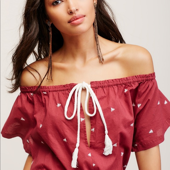 Free People Red Embroidered Lounger Romper Jumper - Picture 6 of 8